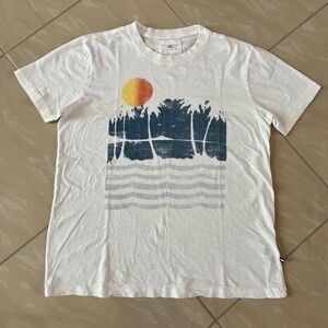 SOL ANGELES white & beach print Men's T shirt sz Small